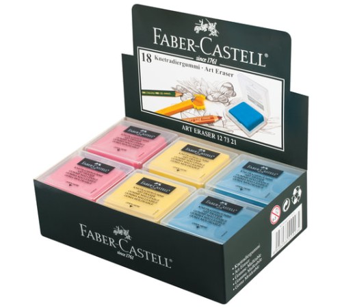 Ластик-клячка художественный FABER-CASTELL, 40х35х10 мм, цветной ассорти, 127321