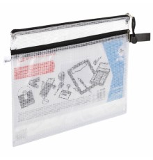 Папка-конверт на молнии А4 (335х243 мм), 2 отделения, ПВХ, прозрачная, 0,3 мм, BRAUBERG 