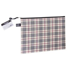Папка-конверт на молнии А4 (335х243 мм), ткань в клетку, BRAUBERG 