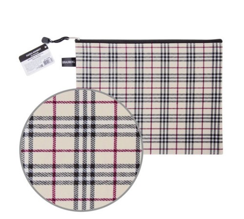 Папка-конверт на молнии А4 (335х243 мм), ткань в клетку, BRAUBERG 