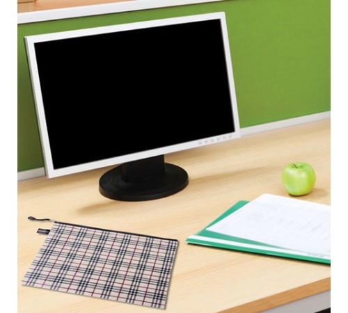 Папка-конверт на молнии А4 (335х243 мм), ткань в клетку, BRAUBERG 