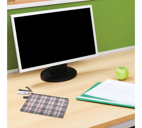 Папка-конверт на молнии МАЛОГО ФОРМАТА (238х180 мм), А5, ткань в клетку, BRAUBERG 