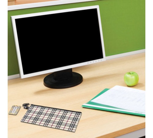 Папка-конверт на молнии МАЛОГО ФОРМАТА (255х130 мм), ткань в клетку, BRAUBERG 