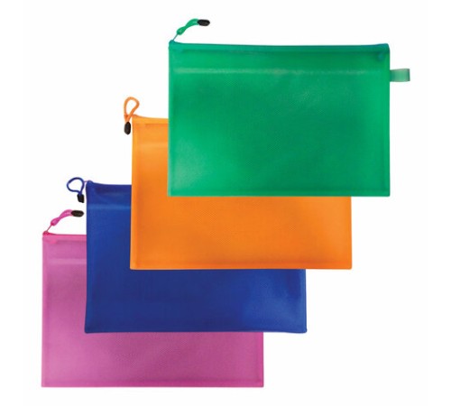 Папка-конверт на молнии А4 (335х243 мм), 2 отделения, ПВХ, BRAUBERG 