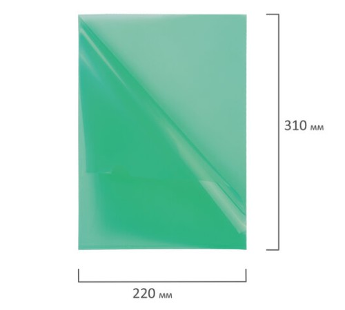 Папка-уголок BRAUBERG, зеленая, 0,10 мм, 223965