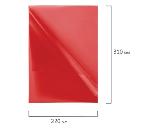 Папка-уголок BRAUBERG, красная 0,10 мм, 223967