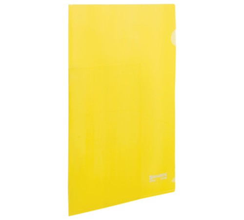 Папка-уголок жесткая BRAUBERG, желтая, 0,15 мм, 223968
