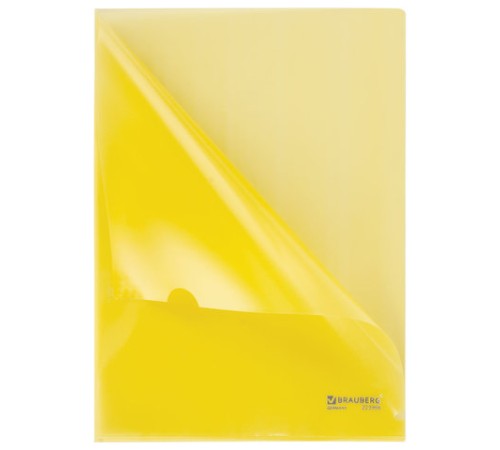 Папка-уголок жесткая BRAUBERG, желтая, 0,15 мм, 223968