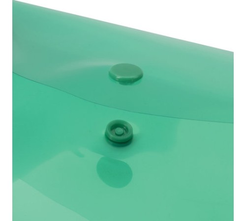 Папка-конверт с кнопкой МАЛОГО ФОРМАТА (240х190 мм), А5, прозрачная, зеленая, 0,18 мм, BRAUBERG, 224025