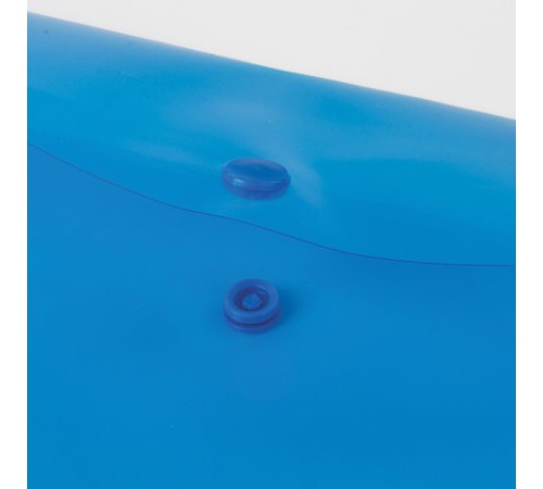 Папка-конверт с кнопкой МАЛОГО ФОРМАТА (250х135 мм), прозрачная, синяя, 0,18 мм, BRAUBERG, 224031