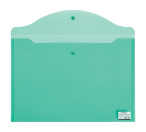 Папка-конверт с кнопкой БОЛЬШОГО ФОРМАТА (305х435 мм), А3, прозрачная, зеленая, 0,18 мм, BRAUBERG, 224033