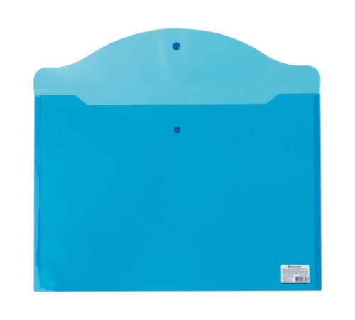 Папка-конверт с кнопкой БОЛЬШОГО ФОРМАТА (305х435 мм), А3, прозрачная, синяя, 0,18 мм, BRAUBERG, 224034