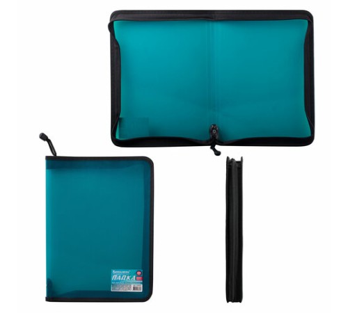 Папка на молнии пластиковая BRAUBERG 