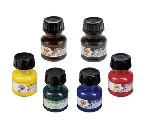 Тушь KOH-I-NOOR, набор 6 шт. х 20 мл, ассорти, картонная коробка, 01417S0601KK