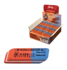 Ластик KOH-I-NOOR 6521/80, 42х14х8 мм, красно-синий, прямоугольный, скошенные края, натуральный каучук, 6521080006KDRU