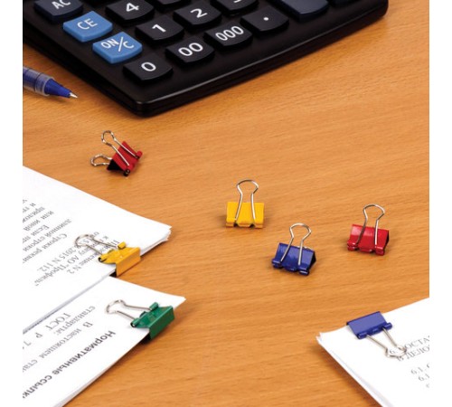 Зажимы для бумаг BRAUBERG, КОМПЛЕКТ 12 шт., 15 мм, на 45 листов, цветные, картонная коробка, 224469