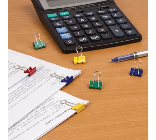 Зажимы для бумаг BRAUBERG, КОМПЛЕКТ 12 шт., 19 мм, на 60 листов, цветные, картонная коробка, 224470