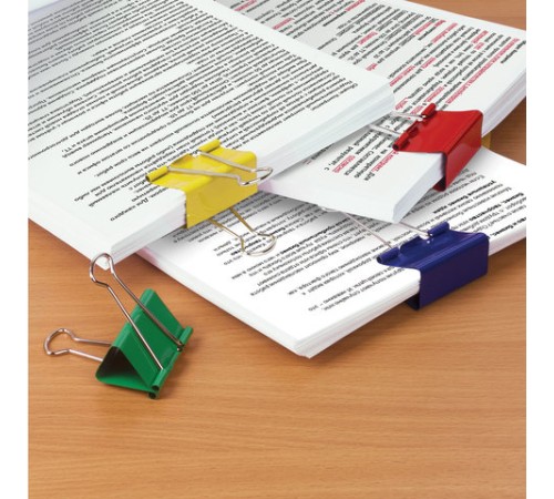 Зажимы для бумаг BRAUBERG, КОМПЛЕКТ 12 шт., 41 мм, на 200 листов, цветные, картонная коробка, 224473