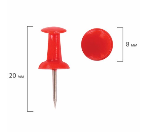 Силовые кнопки-гвоздики цветные STAFF 50 штук, в картонной коробке, 224770