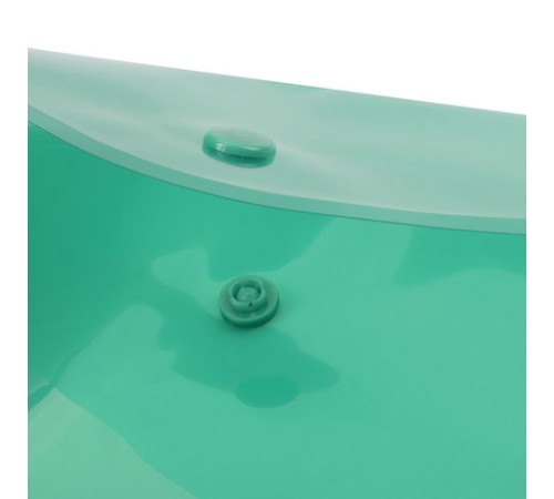 Папка-конверт с кнопкой BRAUBERG, А4, до 100 листов, прозрачная, зеленая, СВЕРХПРОЧНАЯ 0,18 мм, 224810