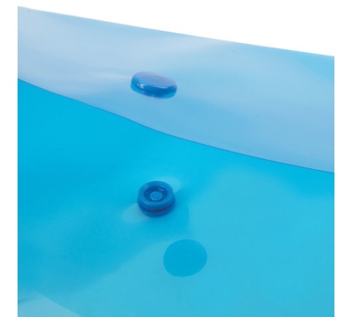 Папка-конверт с кнопкой BRAUBERG, А4, до 100 листов, прозрачная, синяя, СВЕРХПРОЧНАЯ 0,18 мм, 224813