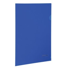 Папка-уголок жесткая, непрозрачная BRAUBERG, синяя, 0,15 мм, 224880