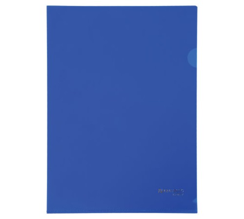Папка-уголок жесткая, непрозрачная BRAUBERG, синяя, 0,15 мм, 224880