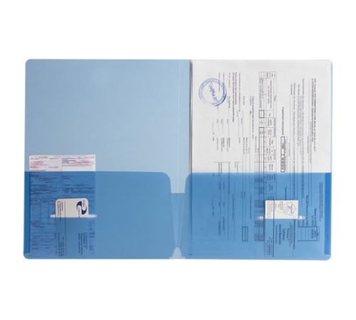 Папка-уголок с 2 карманами BRAUBERG, синяя, 0,18 мм, 224883