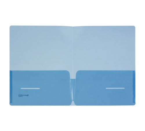 Папка-уголок с 2 карманами BRAUBERG, синяя, 0,18 мм, 224883