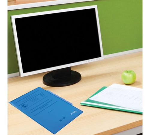 Папка-уголок с 3 отделениями, жесткая, BRAUBERG, синяя, 0,15 мм, 224885