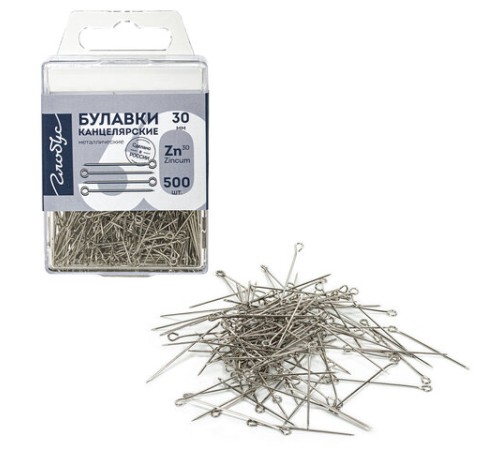 Булавки универсальные 30 мм, 500 шт., упаковка с европодвесом, GLOBUS, Б30-500