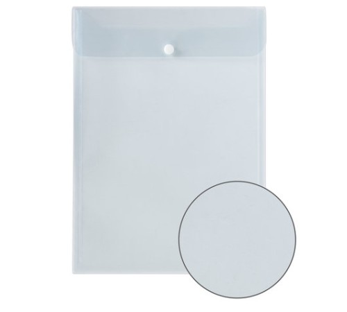 Папка-конверт с кнопкой BRAUBERG, вертикальная, А4, до 100 листов, прозрачная, 0,15 мм, 224978