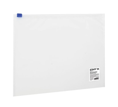 Папка-конверт на молнии А4 (230х333 мм), прозрачная, 0,12 мм, STAFF, 224979