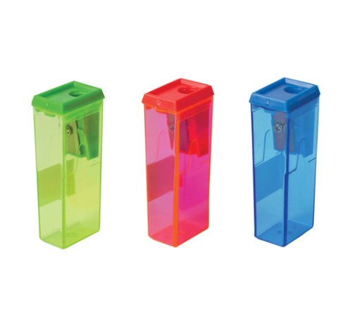 Точилка BEIFA (Бэйфа), с контейнером, прямоугольная, пластиковая, в дисплее, ассорти, APS112