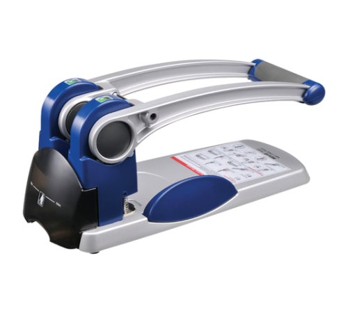 Дырокол металлический СУПЕРМОЩНЫЙ KW-trio, до 300 л., серебристый с синими вставками, 9550, -9550