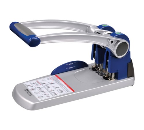 Дырокол металлический СУПЕРМОЩНЫЙ KW-trio, до 300 л., серебристый с синими вставками, 9550, -9550