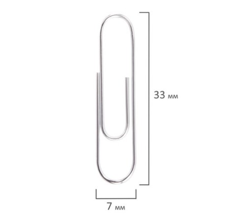 Скрепки ОФИСМАГ, 33 мм, никелированные, 100 шт., в картонной коробке, 225153