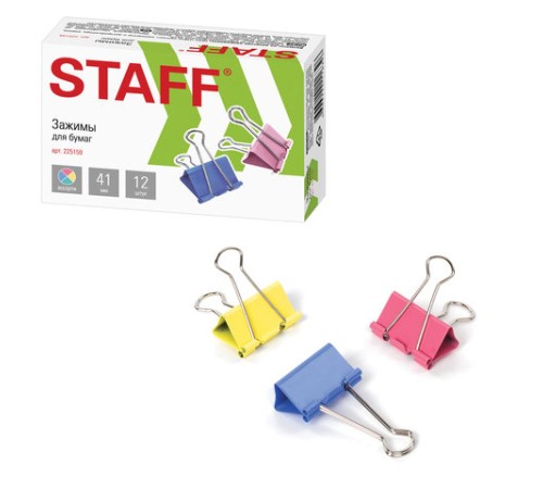 Зажимы для бумаг STAFF 