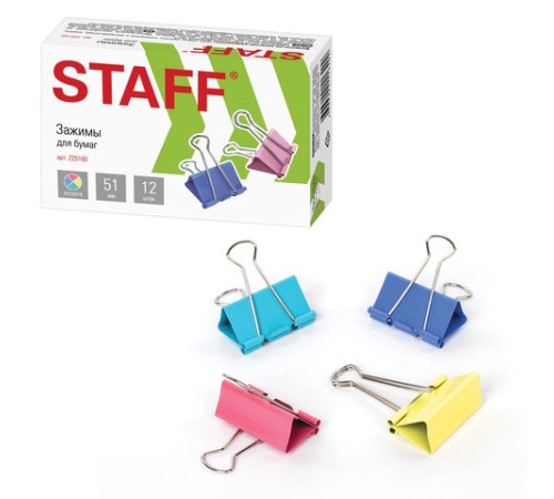 Зажимы для бумаг STAFF 