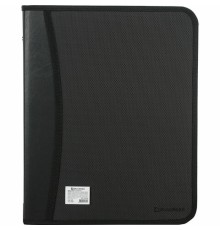 Папка на молнии пластиковая BRAUBERG, А4, 350х282х33 мм, 2 отделения, 4 кармана, бизнес-класс, черная, 225166