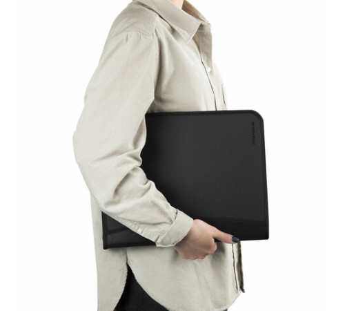 Папка на молнии пластиковая BRAUBERG, А4, 350х282х33 мм, 2 отделения, 4 кармана, бизнес-класс, черная, 225166