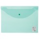 Папка-конверт с кнопкой STAFF, А4, до 100 листов, прозрачная, зеленая, 0,12 мм, 225171