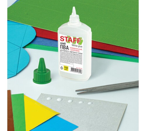 Клей ПВА STAFF EVERYDAY, 150 г, с дозатором, 225176