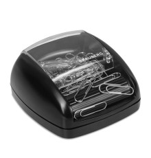 Скрепочница магнитная BRAUBERG с 30 скрепками, роликовый механизм подачи, черная, 225188