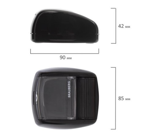 Скрепочница магнитная BRAUBERG с 30 скрепками, роликовый механизм подачи, черная, 225188