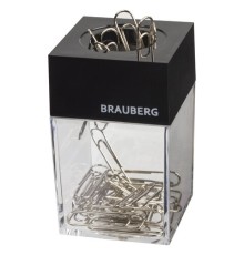 Скрепочница магнитная BRAUBERG с 30 скрепками, прозрачный корпус, 225189