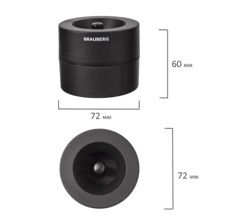 Скрепочница магнитная BRAUBERG с 30 скрепками, большой бочонок, черная, 225191
