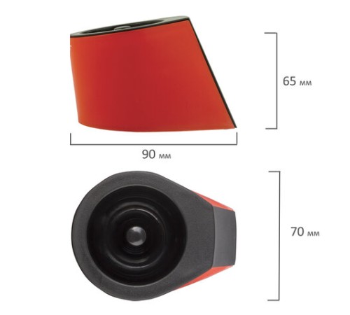 Скрепочница магнитная ОФИСМАГ с 30 скрепками, стильный корпус, красно-черная, 225192