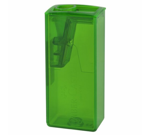 Точилка FABER-CASTELL, с контейнером, прямоугольная, пластиковая, детали флуоресцентные, ассорти, 581525