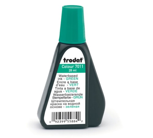 Краска штемпельная TRODAT, зеленая, 28 мл, на водной основе, 7011з, 52975